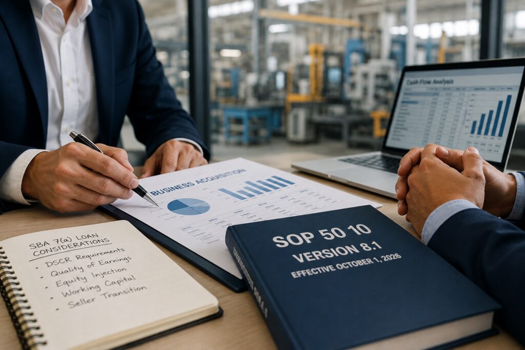 SBA acquisition financing and due diligence review for a manufacturing business acquisition